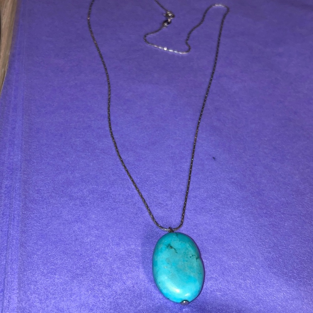 925 sterling silver chain with turquoise colour pendant